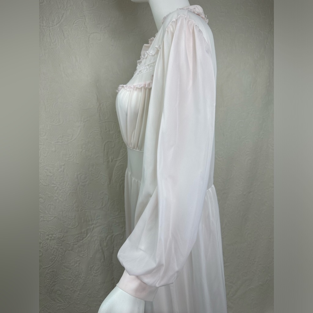 Vintage Nylon Long Sleeve Pink Long Nightgown - Picture 7 of 16